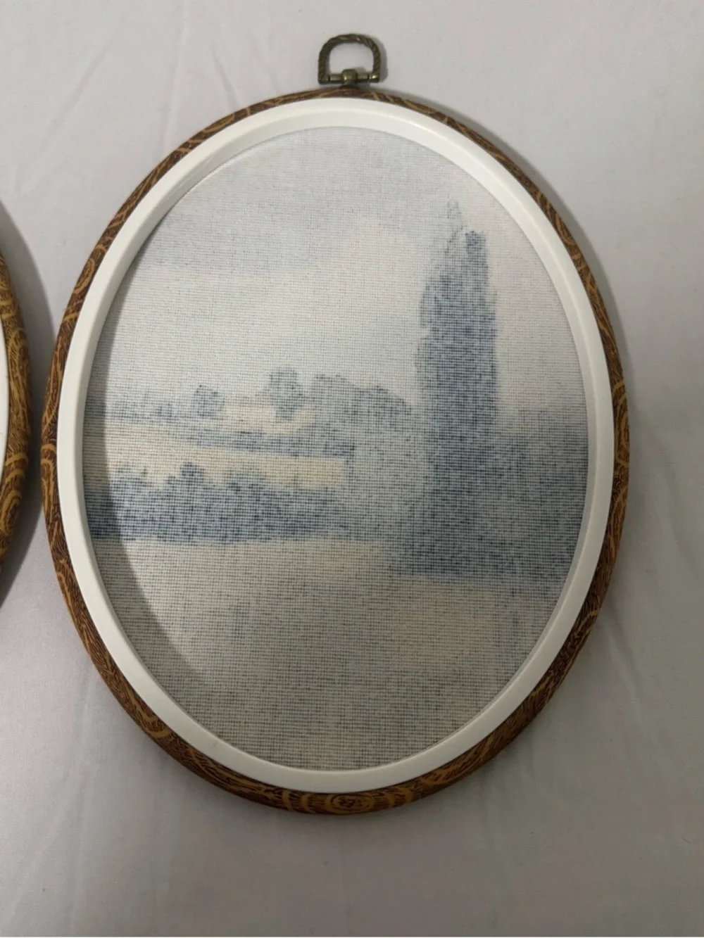Paintings of (2) Pastoral Country Landscape Scenery Wall Art Decor Cows Oval EUC